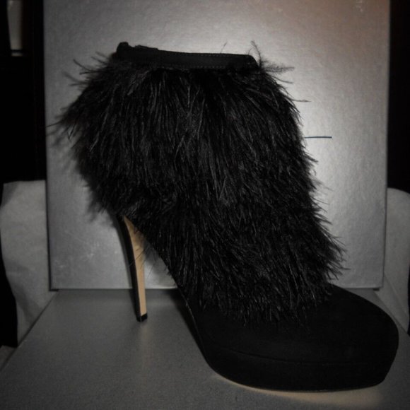 Brian Atwood ALEXA Ostrich Feather Suede Platform Ankle Bootie Boots Sho… - Picture 7 of 13